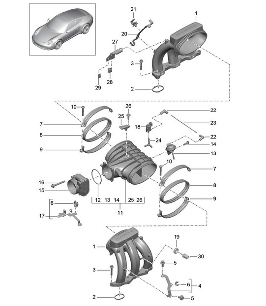 Ansaugluftverteiler / Drosselklappenadapter 991.1 2012-16