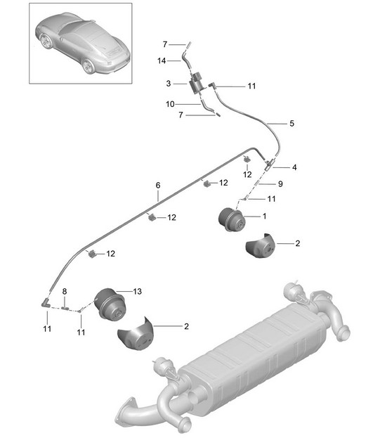 Abgasanlage / Abgasklappe / Unterdrucksystem - A103 - 991.1 3.8L 2012-16
