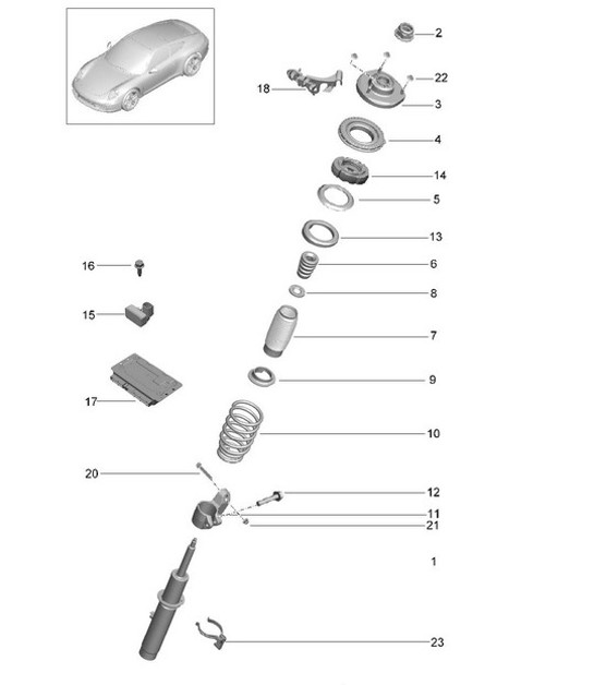 Diagram 402-000 Porsche 991 (911) MK1 2012-2016 Essieu avant, Direction 