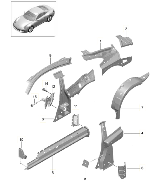 Parte laterale, Interno - COUPE - 991.1 2012-16