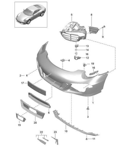 Voorbumper - Sport Design pakket - 991.1 2012-16 (PR:XAA,XAS, XAT)
