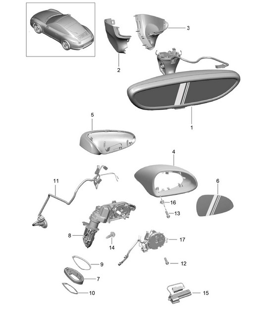 Interior mirror / Exterior mirror  991.1 2012-16