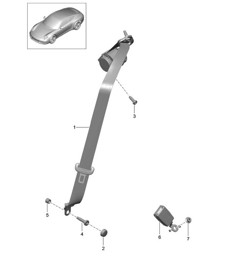 Three-point safety belt - REAR - 991.1 2012-16