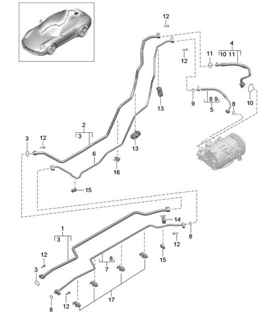 Diagram 813-025 Porsche 955 Cayenne 3.2L V6 2003-06 Body