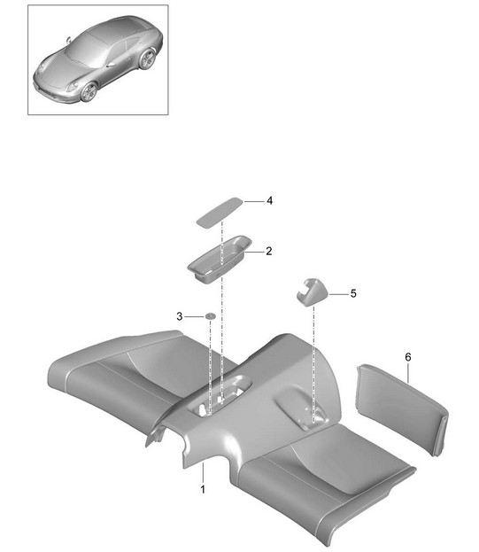 Coussin de siège arrière / Fixation - CABRIO / TARGA - 991.1 2012>>