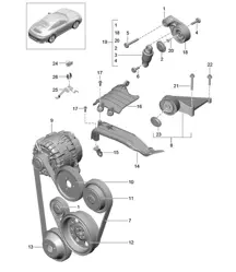 Tendeur de courroie / courroie trapézoïdale 991.2 Carrera 2017-19