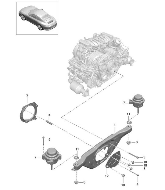 Engine suspension 991.2 Carrera 2017-19