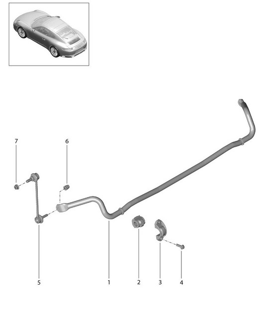 Barra antirollio - Telaio standard, PR:-031,-352 - 991.2 Carrera 2017-19