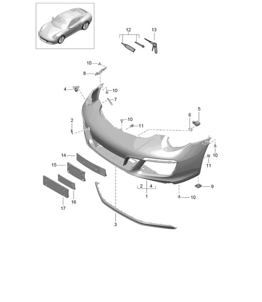 Paraurti ANTERIORE/Spoiler - Pacchetto Sport Design, PR:XAS,XAT - 991.2 Carrera 2017-19