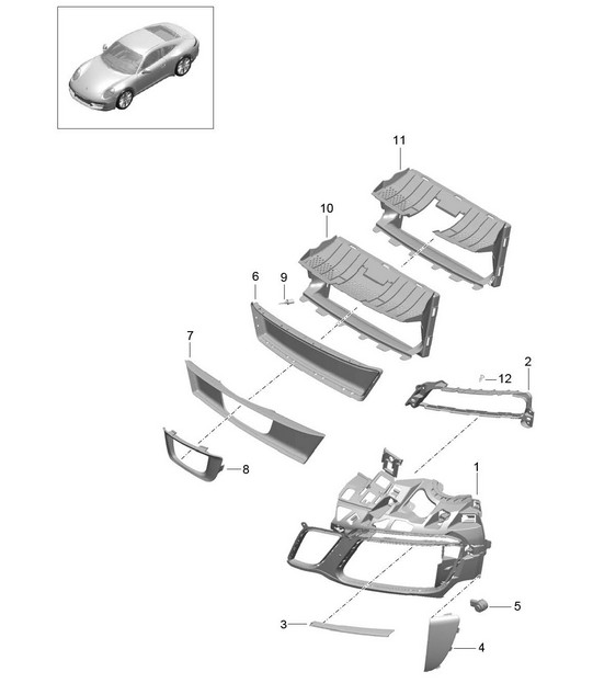 Air guide FRONT bumper - GTS, PR:011 - 991.2 Carrera 2017-19