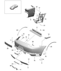 REAR bumper - PR:176, Sports Exhaust system - 991.2 Carrera 2 / Carrera 2S 2017-19
