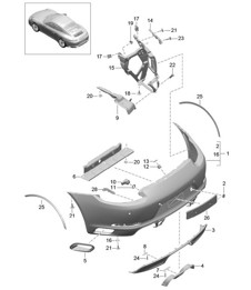 REAR bumper - PR:176, Sports Exhaust System - 991.2 Carrera 4 / Carrera 4S / Targa