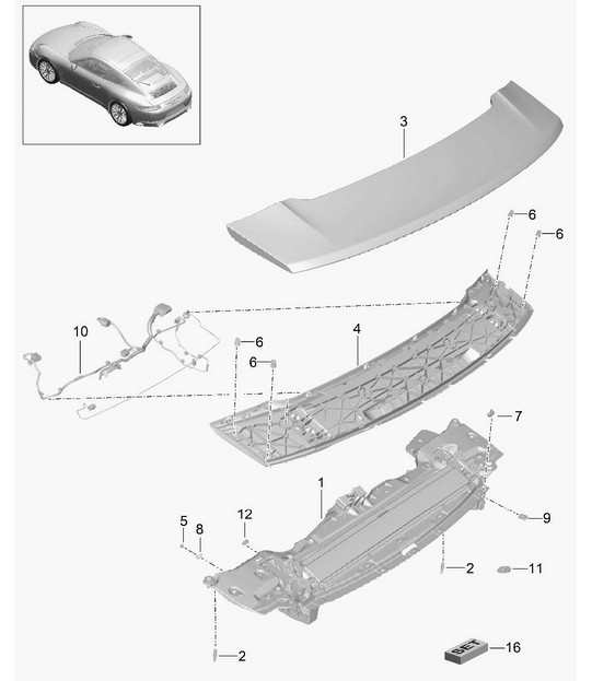 Spoiler posteriore 991.2 Carrera 2017-19