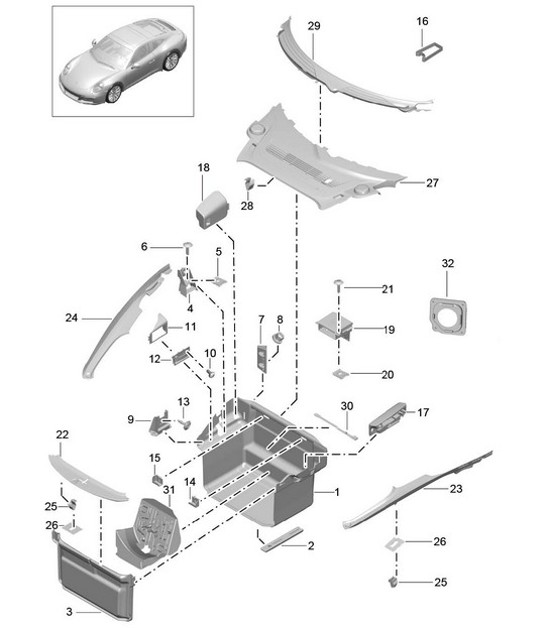 Diagram 807-000 Porsche 957 Cayenne 3.6L 2007-10 Body