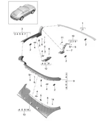 Linings / Convertible top stowage box / Cover - TARGA - 991.2 2017-19