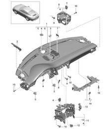 Instrument panel trim / Upper part with: Fasteners 991.2 Carrera 2017-19