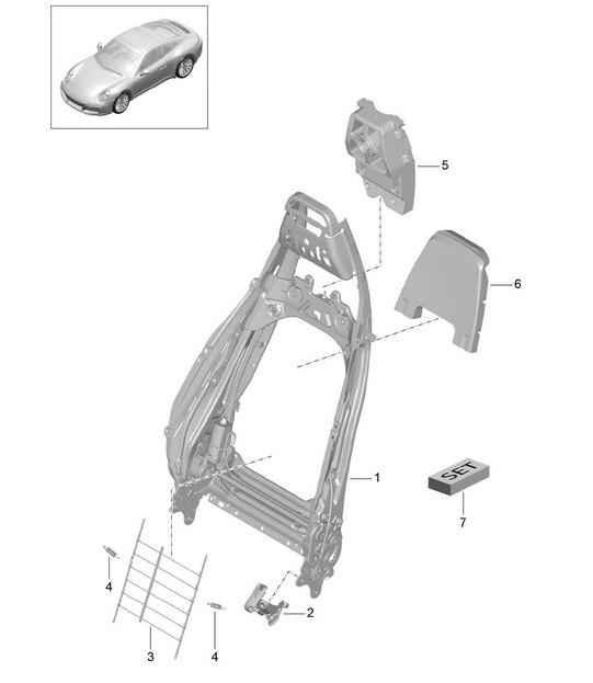 Backrest frame / Sports seat Plus / Accessories 991.2  Carrera 2017-19
