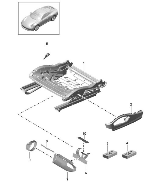 Structure de siège / Siège sport Plus / Accessoires 991.2 Carrera 2017-19