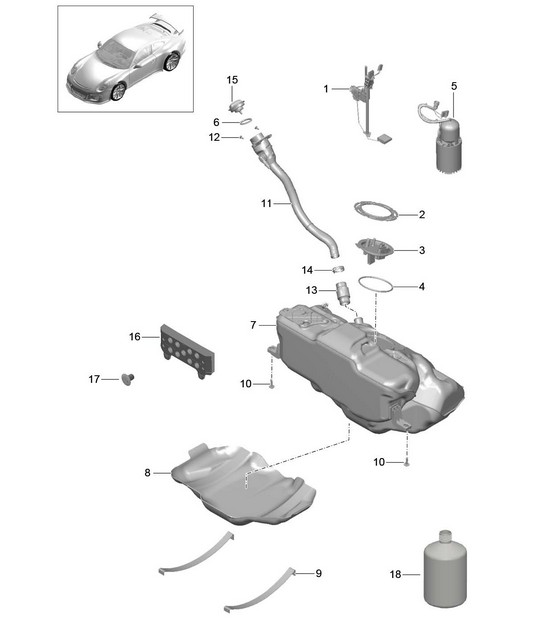 Fuel tank 991 R/GT3/RS 2014-21