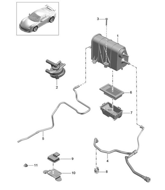 Diagram 201-020 Porsche 911 & 912 (1965-1989) Fuel System, Exhaust System