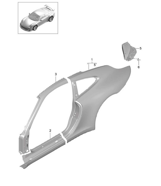 Parte laterale - Esterno - 991 GT3 / 991 (911) R 2014-21