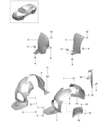 Wheel housing liner / Linings 991 (911) R 2014-21