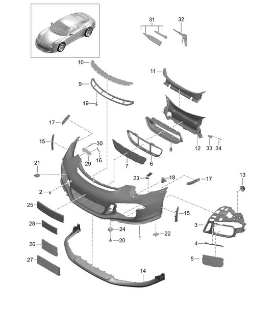 Voorbumper / Spoiler 991 (911) R 2014-21