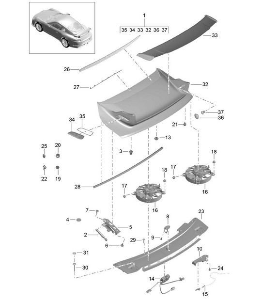 Achterspoiler 991 GT3 2014-17