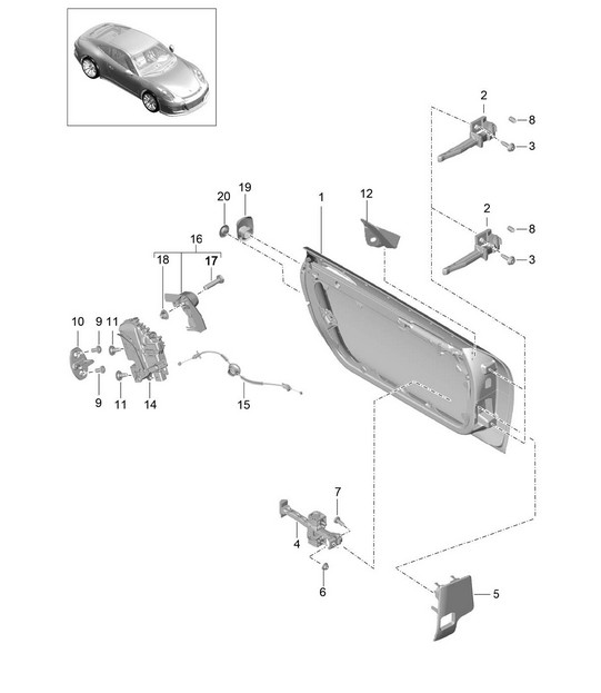 Habillage de porte / Pièces de montage / Serrure de porte 991 (911) R 2014-21