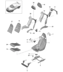 Sedile avvolgente/telaio sedile/copertura/parte in schiuma (PR:373,374) 991 GT3 2014-21