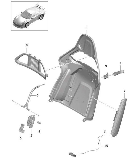 Coque de dossier / siège baquet / pliable / accessoires (PR:388,389) 991 GT3 014-21