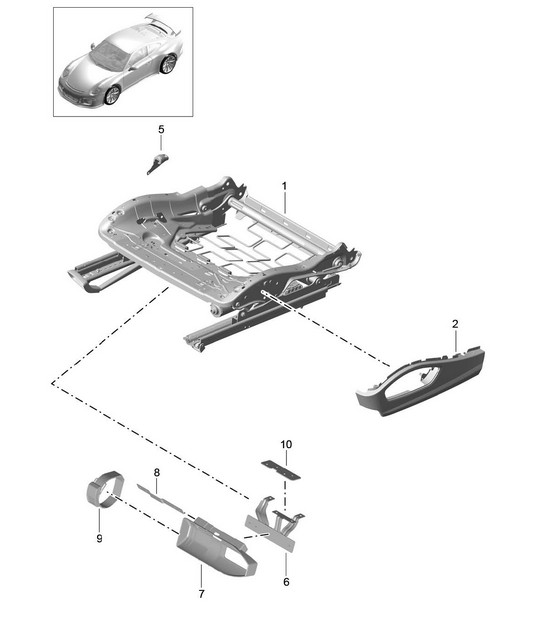 Structure de siège / Siège sport Plus / Accessoires / Garniture pour commutateur 991 GT3 2014-21