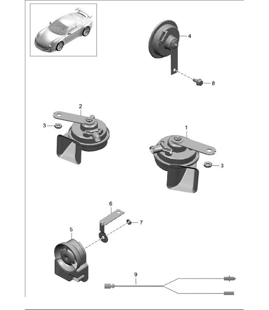 Fanfara / Avvisatore acustico / Sistema di allarme 991 R/GT3/RS 2014-21