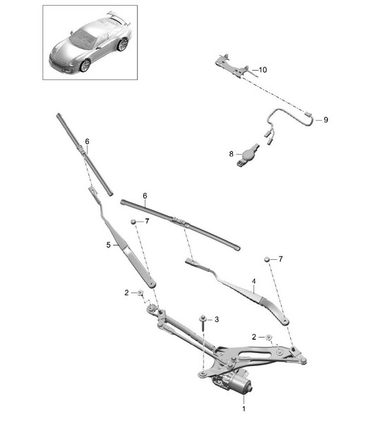 Ruitenwissersysteem compleet / Regensensor 991 R/GT3/RS 2014-21