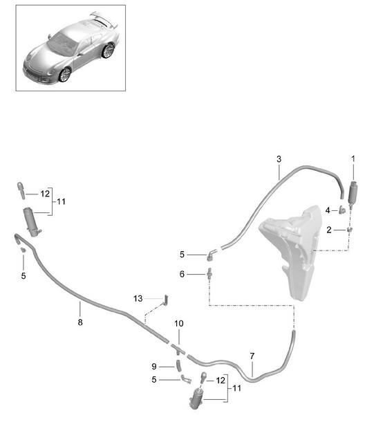 Koplampsproeiersysteem - PR:288 - 991 R/GT3/RS 2014-21