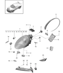 Phares / Phare additionnel / Clignotants / Feu de position latéral / Répétiteur de clignotants - PR:603 - 991 GT3/RS 2018>>