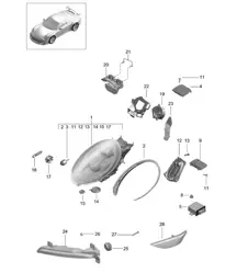 Phares / Phare supplémentaire / Clignotants / Feu de position latéral / Répétiteur de clignotants -PR:602,XEY - 991 GT3/RS 2018>>
