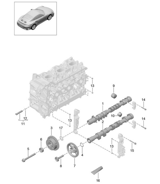 Nokkenas / Hydraulische klepstoter / nokkenasversteller unit 991 Turbo / GT2 RS 2014-20