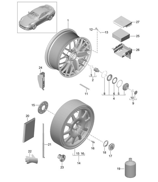 Wheels with Central locking - PR:478 - 991 Turbo >> 2016