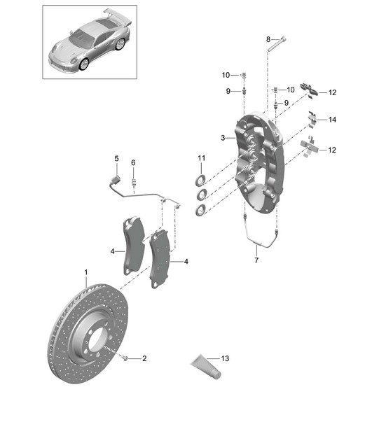 Frein à disque / Essieu avant / PCCB - PR:D97 - 991 GT2 RS 2014-20