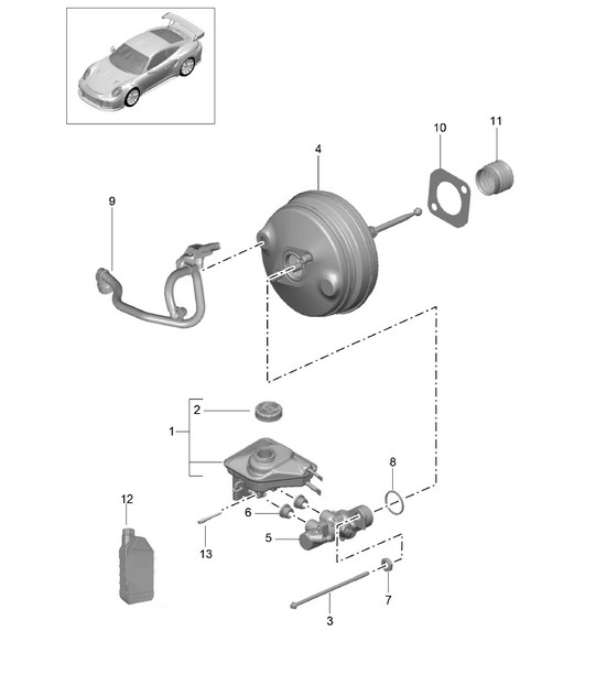 Brake master cylinder / Brake servo - PR:D97 - 991 GT2 RS 2014-20