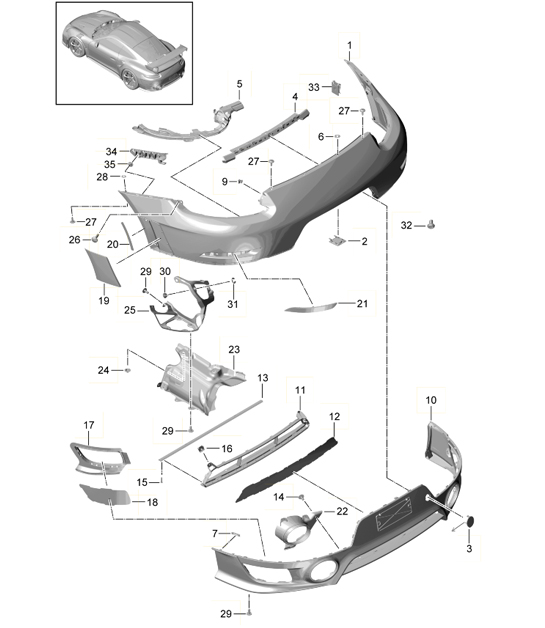 Rear bumper / Trim 991 GT2 RS 2014-20
