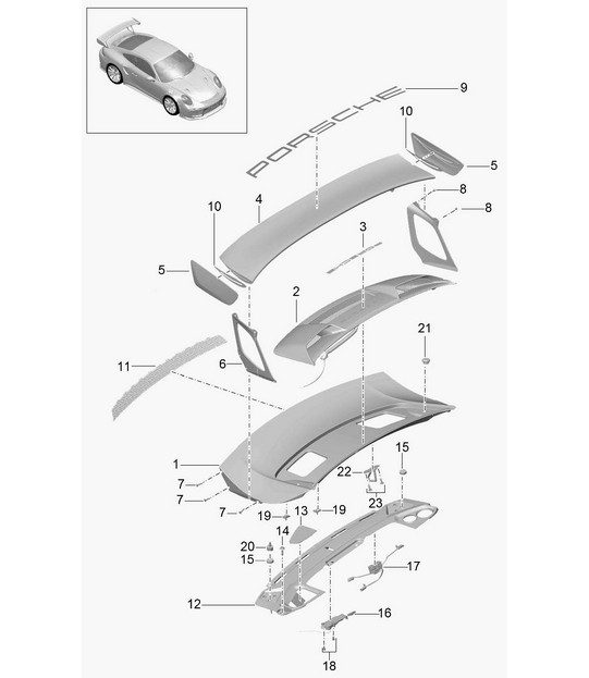 Cofano posteriore / Spoiler posteriore / Accessori 991 GT2 RS 1914-20