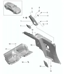 Rivestimento pannello laterale / Pozzetto sedile / Montante centrale - COUPE - 991 Turbo >>2016