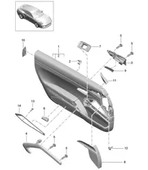 Door panel / Accessories / Trim / Galvano silver - 2nd GEN. - (PR:981,812) 991 Turbo 2017>>