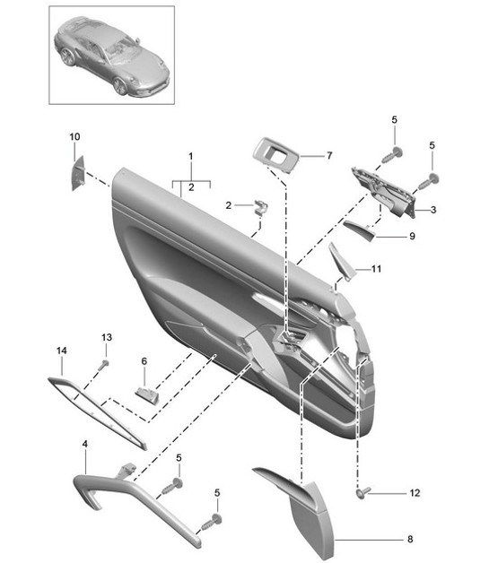 Diagram 808-038 Porsche 997 MKII Carrera C2 3.6L 2009-12 Body