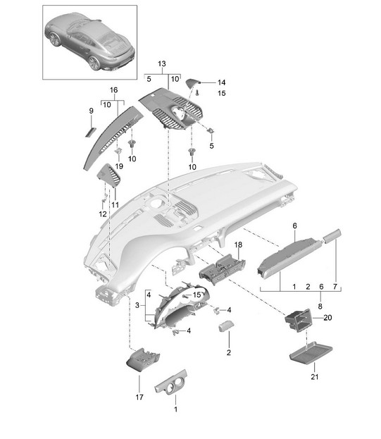 Accessoires / Habillage tableau de bord / Partie supérieure 991 Turbo 2017>>