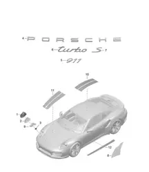 Inscriptions / lettering / Decorative fittings / Stone guard film 991 Turbo 2014-20