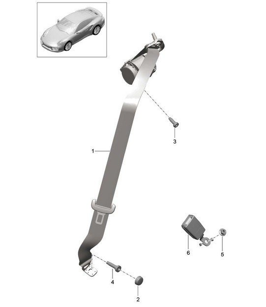 Cintura di sicurezza a tre punti - Posteriore - 991 Turbo 2015>>