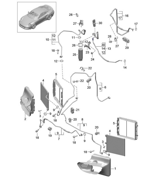 Refrigerant circuit - Front - 991 Turbo >> 2016